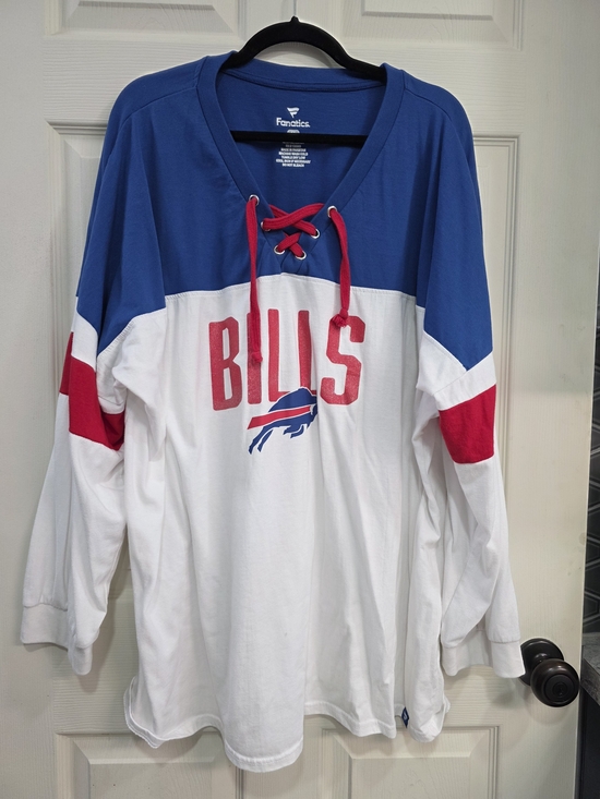 Fanatics Tops - Women's Fanatics Buffalo Bills Jersey-Style Long Sleeve Shimmer Letters